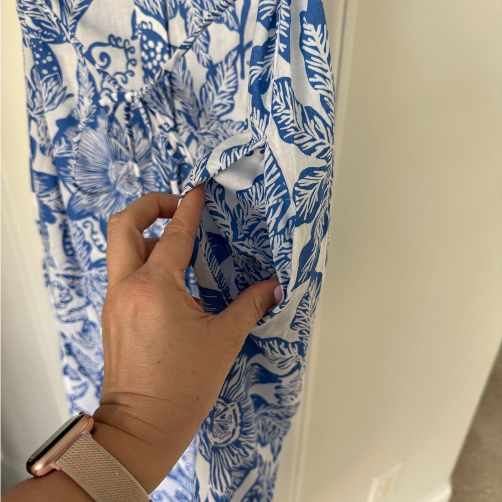 NWT Ro’s Garden Tuckernuck Floral Blue White Dress Maxi Tie Passion Aria Bea - Picture 5 of 7
